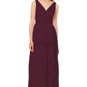 Bill Levkoff Red Wine Bridesmaid Wrap Dress